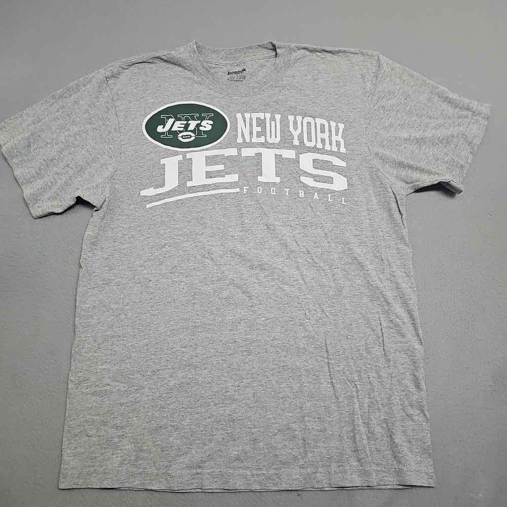 New York Jets NFL Reebok T-Shirt Mens L Gray Short Sleeve Jets Football - Picture 2 of 7